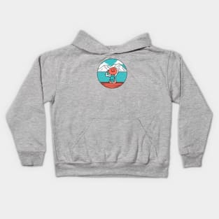 Woman Looking Out at a Lake & Mountains Kids Hoodie